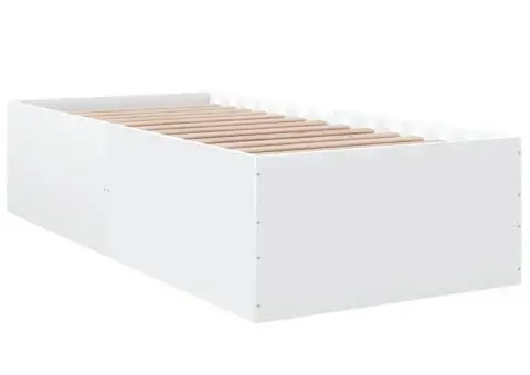 Cadru de pat, alb, 90x200 cm, lemn prelucrat - 3/5