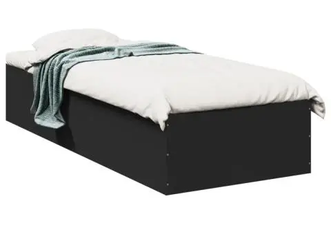 Cadru de pat, negru, 90x190 cm, lemn prelucrat - 1/5