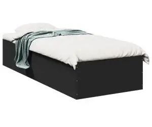 vidaXL Cadru de pat, negru, 90x190 cm, lemn prelucrat