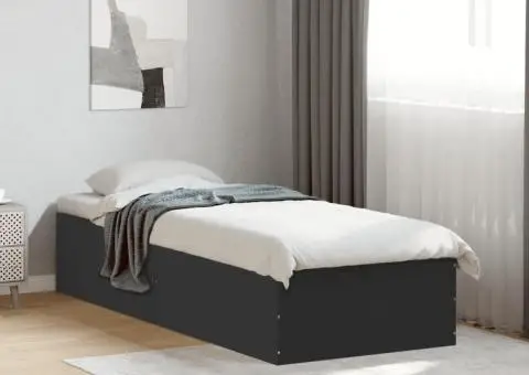 Cadru de pat, negru, 90x190 cm, lemn prelucrat - 3/5