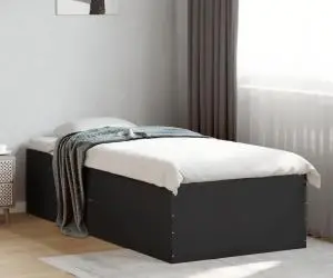 vidaXL Cadru de pat, negru, 90x190 cm, lemn prelucrat
