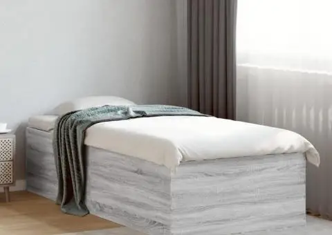 Cadru de pat, gri sonoma, 75x190 cm, lemn prelucrat - 1/5