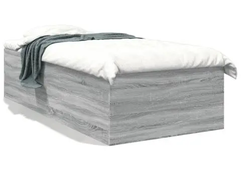 Cadru de pat, gri sonoma, 75x190 cm, lemn prelucrat - 2/5
