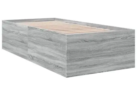 Cadru de pat, gri sonoma, 75x190 cm, lemn prelucrat - 3/5