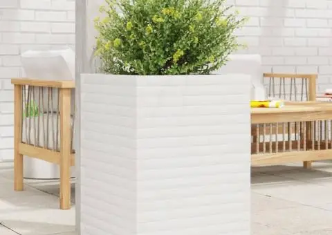 Jardinieră de grădină, alb, 50x50x68,5 cm, lemn masiv de pin - 1/5