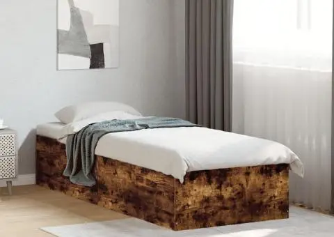 Cadru de pat, stejar fumuriu, 100x200 cm, lemn prelucrat - 1/5