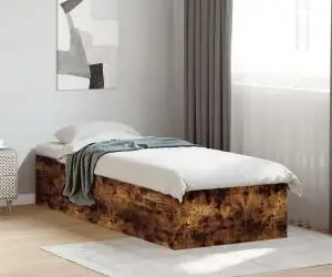 vidaXL Cadru de pat, stejar fumuriu, 100x200 cm, lemn prelucrat