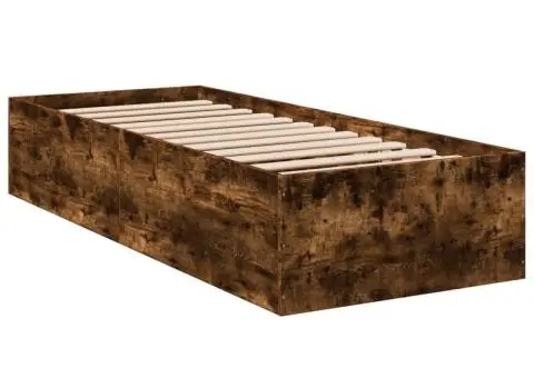 Cadru de pat, stejar fumuriu, 100x200 cm, lemn prelucrat - 3/5