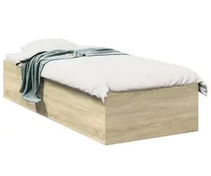vidaXL Cadru de pat, stejar sonoma, 100x200 cm, lemn prelucrat
