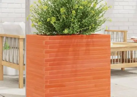 Jardinieră grădină, maro ceruit, 70x40x68,5 cm, lemn masiv pin - 1/5