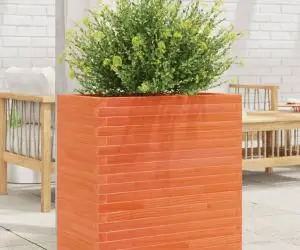 vidaXL Jardinieră grădină, maro ceruit, 70x40x68,5 cm, lemn masiv pin