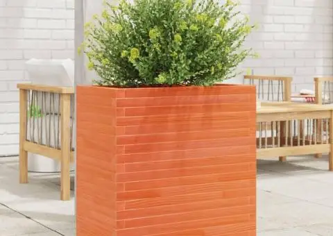 Jardinieră grădină, maro ceruit, 70x40x68,5 cm, lemn masiv pin - 3/5