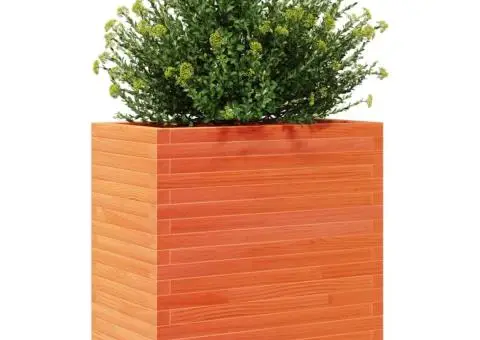 Jardinieră grădină, maro ceruit, 70x40x68,5 cm, lemn masiv pin - 4/5