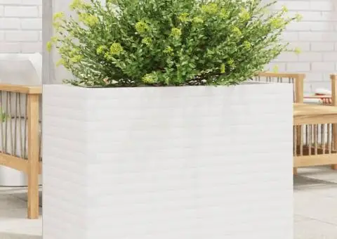 Jardinieră de grădină, alb, 90x40x68,5 cm, lemn masiv de pin - 1/5