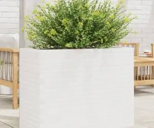 vidaXL Jardinieră de grădină, alb, 90x40x68,5 cm, lemn masiv de pin