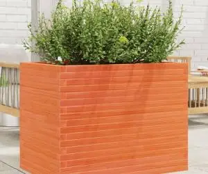 vidaXL Jardinieră grădină, maro ceruit, 90x60x68,5 cm, lemn masiv pin