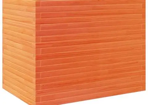 Jardinieră grădină, maro ceruit, 90x60x68,5 cm, lemn masiv pin - 2/5