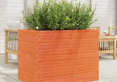 Jardinieră grădină, maro ceruit, 90x60x68,5 cm, lemn masiv pin - 3/5