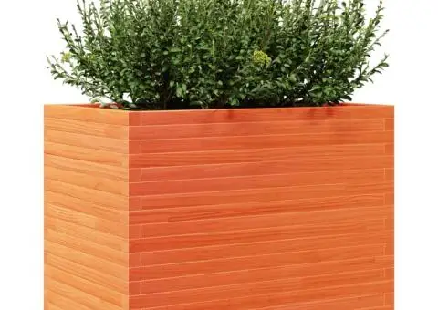 Jardinieră grădină, maro ceruit, 90x60x68,5 cm, lemn masiv pin - 4/5