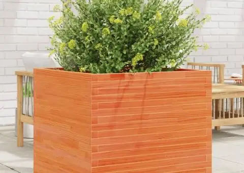 Jardinieră de grădină, maro ceruit, 80x80x72 cm, lemn masiv pin - 1/5