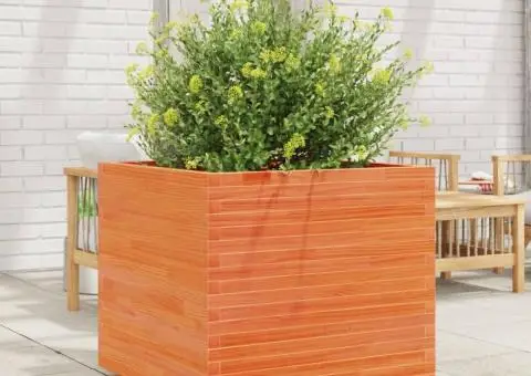 Jardinieră de grădină, maro ceruit, 80x80x72 cm, lemn masiv pin - 3/5