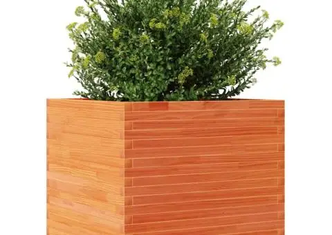 Jardinieră de grădină, maro ceruit, 80x80x72 cm, lemn masiv pin - 4/5