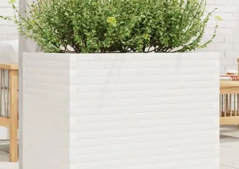 Jardinieră de grădină, alb, 90x60x72,5 cm, lemn masiv de pin - 1/5