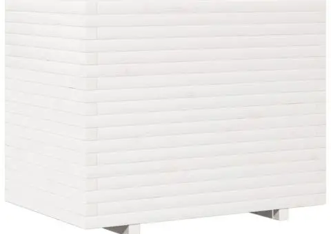 Jardinieră de grădină, alb, 90x60x72,5 cm, lemn masiv de pin - 2/5