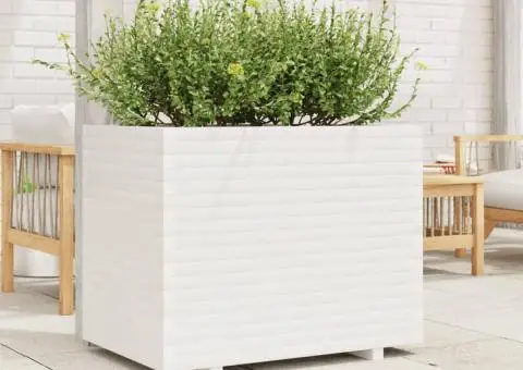 Jardinieră de grădină, alb, 90x60x72,5 cm, lemn masiv de pin - 3/5