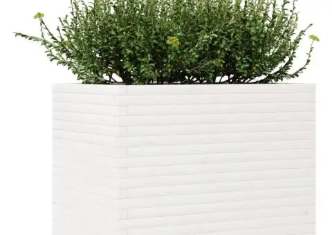 Jardinieră de grădină, alb, 90x60x72,5 cm, lemn masiv de pin - 4/5
