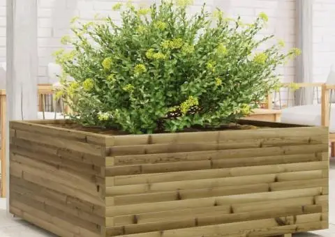 Jardinieră de grădină, 110x110x49,5 cm, lemn de pin impregnat - 1/5