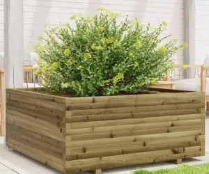 vidaXL Jardinieră de grădină, 110x110x49,5 cm, lemn de pin impregnat