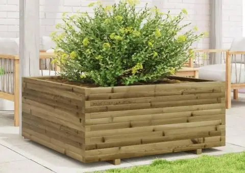 Jardinieră de grădină, 110x110x49,5 cm, lemn de pin impregnat - 3/5