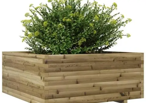 Jardinieră de grădină, 110x110x49,5 cm, lemn de pin impregnat - 4/5