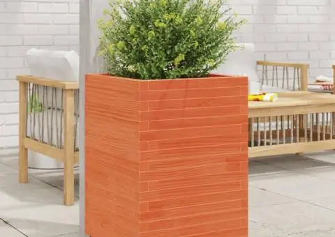 Jardinieră de grădină, maro ceruit 50x50x72,5 cm lemn masiv pin - 1/5