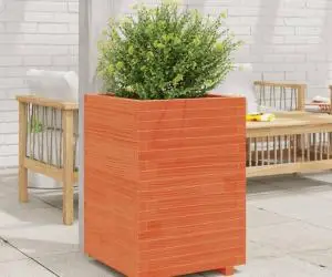vidaXL Jardinieră de grădină, maro ceruit 50x50x72,5 cm lemn masiv pin