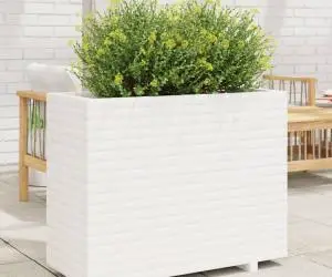 vidaXL Jardinieră de grădină, alb, 90x40x72,5 cm, lemn masiv de pin