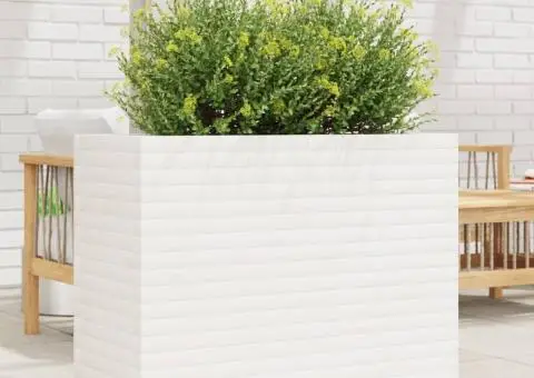 Jardinieră de grădină, alb, 90x40x72,5 cm, lemn masiv de pin - 3/5