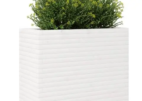 Jardinieră de grădină, alb, 90x40x72,5 cm, lemn masiv de pin - 4/5