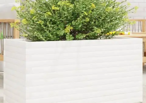 Jardinieră de grădină, alb, 90x40x49,5 cm, lemn masiv de pin - 1/5