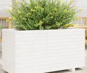 vidaXL Jardinieră de grădină, alb, 90x40x49,5 cm, lemn masiv de pin