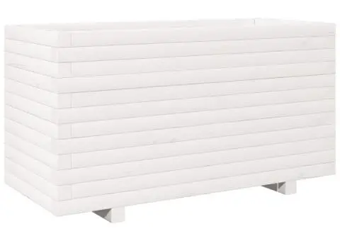 Jardinieră de grădină, alb, 90x40x49,5 cm, lemn masiv de pin - 2/5