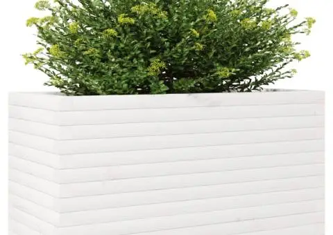 Jardinieră de grădină, alb, 90x40x49,5 cm, lemn masiv de pin - 4/5