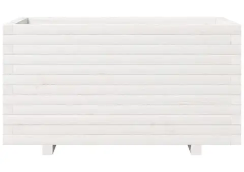 Jardinieră de grădină, alb, 90x40x49,5 cm, lemn masiv de pin - 5/5