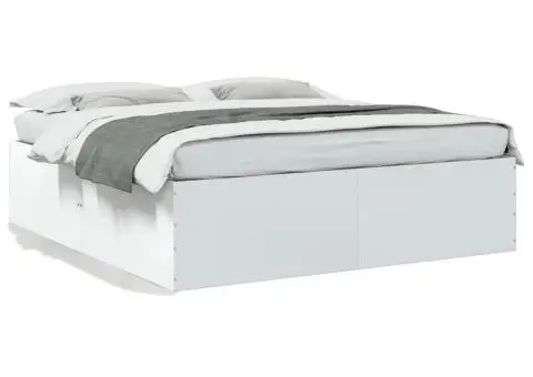 Cadru de pat, alb, 200x200 cm, lemn prelucrat - 2/5