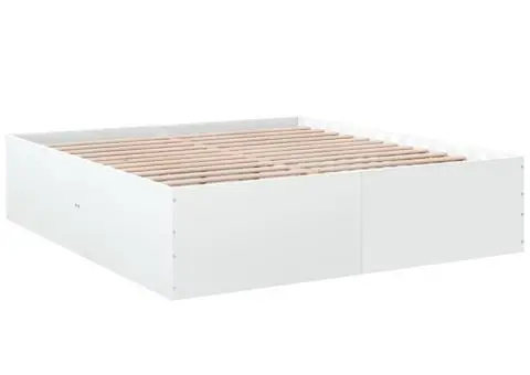 Cadru de pat, alb, 200x200 cm, lemn prelucrat - 3/5