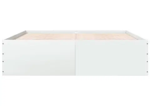 Cadru de pat, alb, 200x200 cm, lemn prelucrat - 4/5