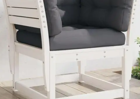 Canapea grădină cotieră cu perne, alb, lemn masiv de pin - 1/5