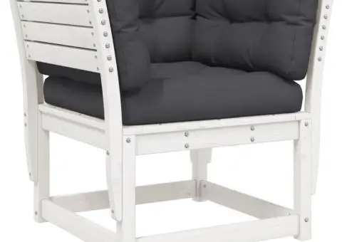 Canapea grădină cotieră cu perne, alb, lemn masiv de pin - 2/5