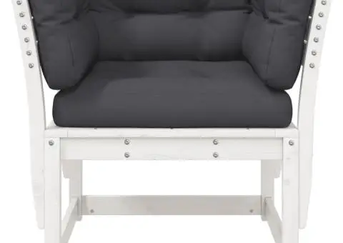 Canapea grădină cotieră cu perne, alb, lemn masiv de pin - 5/5